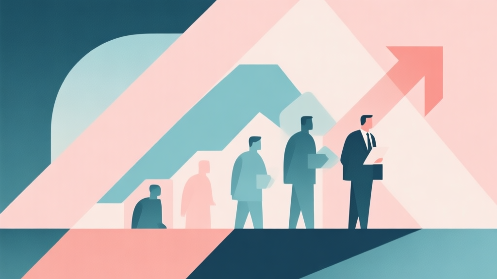 Abstract geometric composition with overlapping shapes representing evolution and revolution, soft pastel colors, modern minimal style, professional business concept illustration high quality illustration, detailed, 16:9