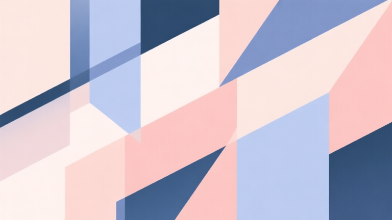 自动生成图片: Abstract geometric composition with overlapping shapes, soft pastel colors, modern minimal style, professional business concept illustration high quality illustration, detailed, 16:9