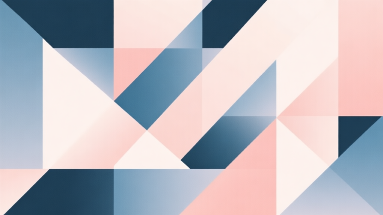 自动生成图片: Abstract geometric composition with overlapping shapes, soft pastel colors, modern minimal style, professional business concept illustration of simplicity and complexity high quality illustration, detailed, 16:9