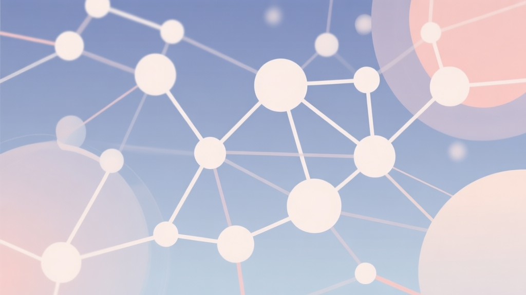 Abstract network nodes connected by lines, soft color scheme, clean minimal illustration, modern digital concept of connectivity and community high quality illustration, detailed, 16:9