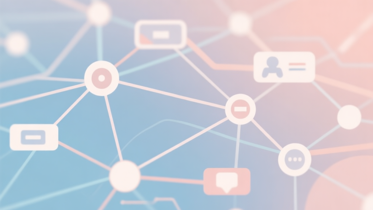 自动生成图片: Abstract network nodes connected by lines, soft color scheme, clean minimal illustration, modern digital concept, representing trending game genres and player connections high quality illustration, detailed, 16:9