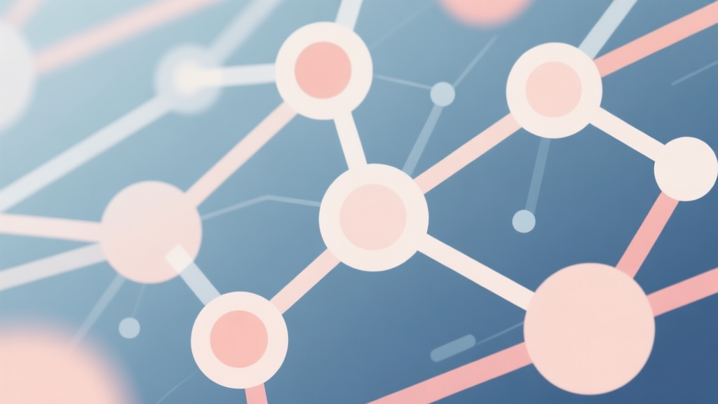 Abstract network nodes connected by lines, soft color scheme, clean minimal illustration, modern digital concept of community and connection high quality illustration, detailed, 16:9