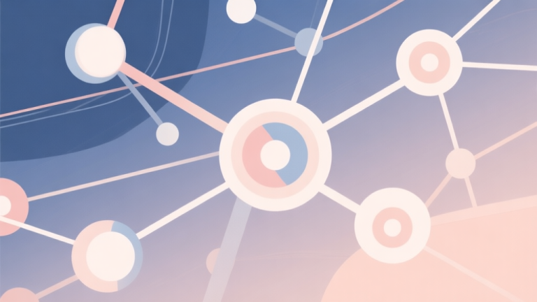 自动生成图片: Abstract network nodes connected by lines, soft color scheme, clean minimal illustration, modern digital concept representing diverse gaming trends high quality illustration, detailed, 16:9