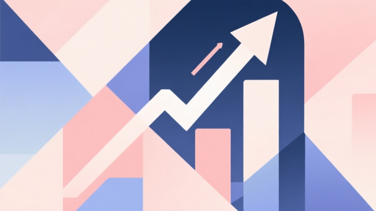 自动生成图片: Abstract geometric composition with overlapping shapes, soft pastel colors, modern minimal style, professional business concept illustration of growth and automation high quality illustration, detailed, 16:9