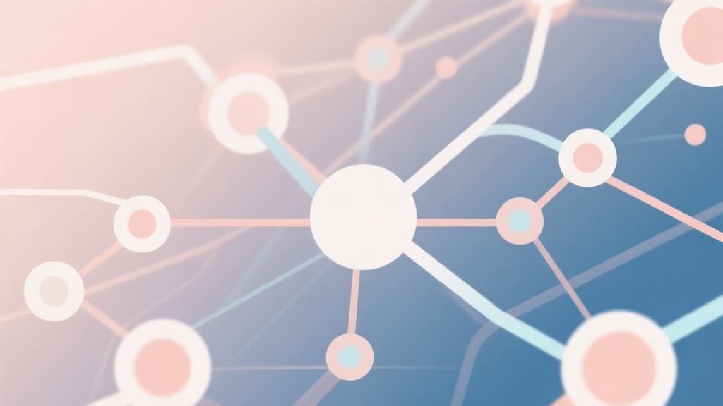 Abstract network nodes connected by lines, soft color scheme, clean minimal illustration, modern digital concept representing gaming community trends high quality illustration, detailed, 16:9