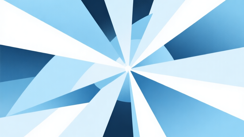 Abstract geometric composition with overlapping shapes representing friction and momentum, soft icy blue and white color scheme, modern minimal style, professional physics concept illustration high quality illustration, detailed, 16:9