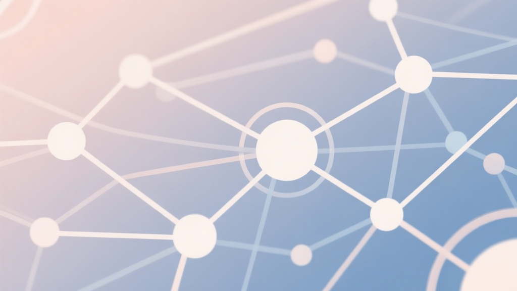 Abstract network nodes connected by lines, soft color scheme, clean minimal illustration, modern digital concept of talent scouting and connections high quality illustration, detailed, 16:9