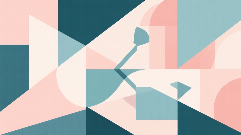 Abstract geometric composition with overlapping shapes in soft pastel colors, modern minimal style, representing evolution and connection of classic and modern concepts high quality illustration, detailed, 16:9