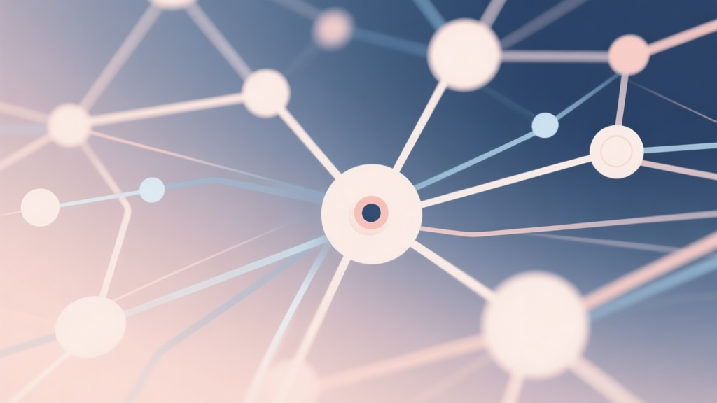 Abstract network nodes connected by lines, soft color scheme, clean minimal illustration, modern digital concept of dynamic interaction and pressure points high quality illustration, detailed, 16:9