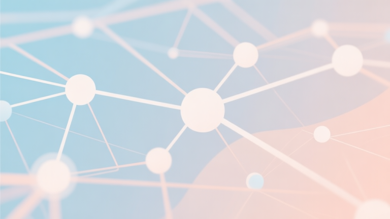 自动生成图片: Abstract network nodes connected by lines, soft color scheme, clean minimal illustration, modern digital concept representing community trends high quality illustration, detailed, 16:9