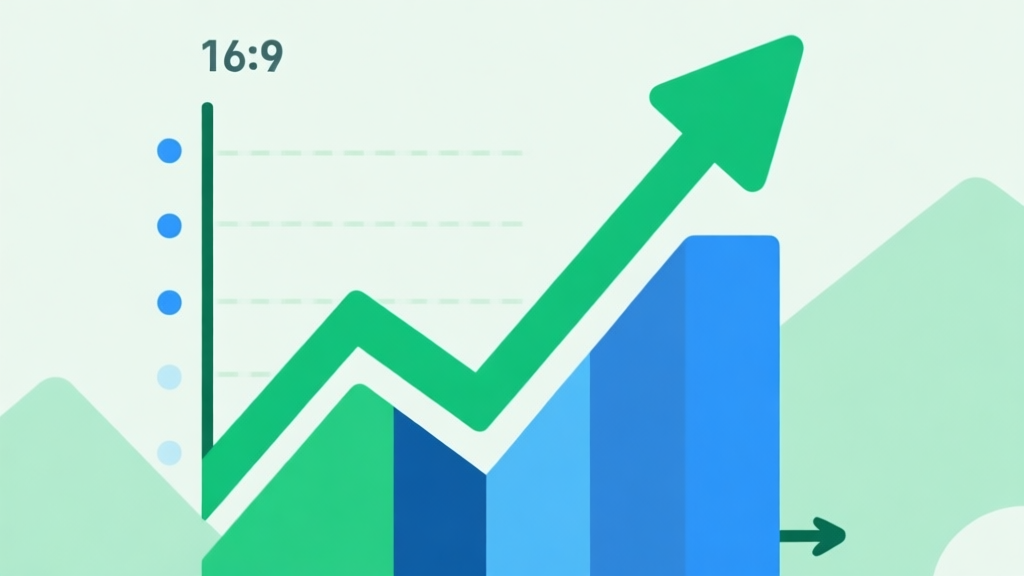 Upward trending graph with simple geometric elements, green and blue color palette, clean business infographic style, minimal design, representing growth of strategy game popularity high quality illustration, detailed, 16:9