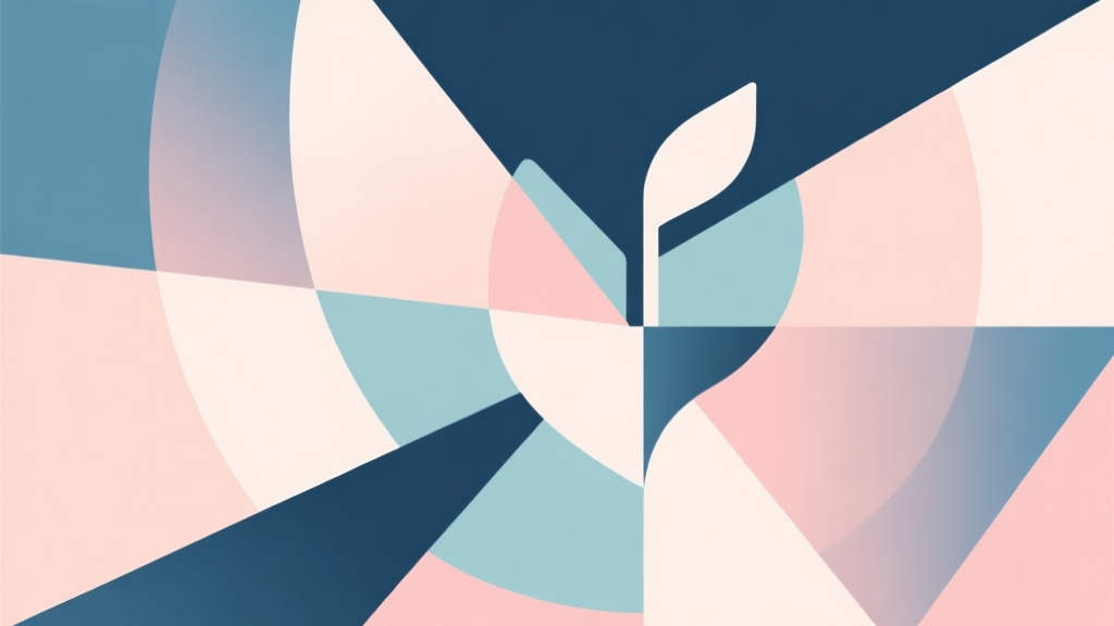 Abstract geometric composition with overlapping shapes merging together, soft pastel colors, modern minimal style, professional business concept illustration of fusion and growth high quality illustration, detailed, 16:9