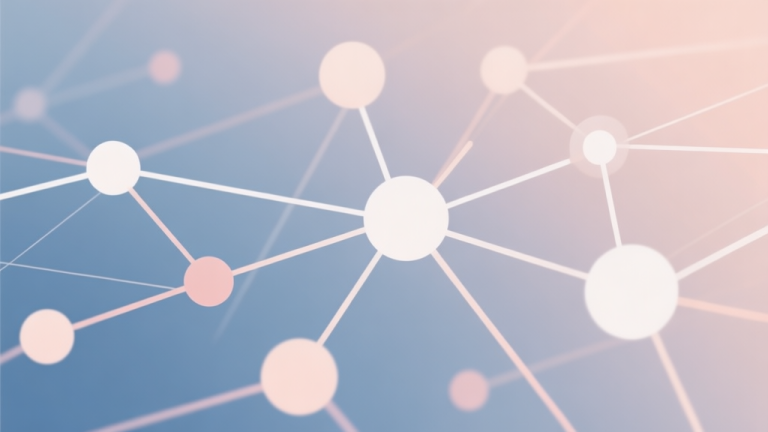 自动生成图片: Abstract network nodes connected by lines, soft color scheme, clean minimal illustration, modern digital concept representing trend connections high quality illustration, detailed, 16:9