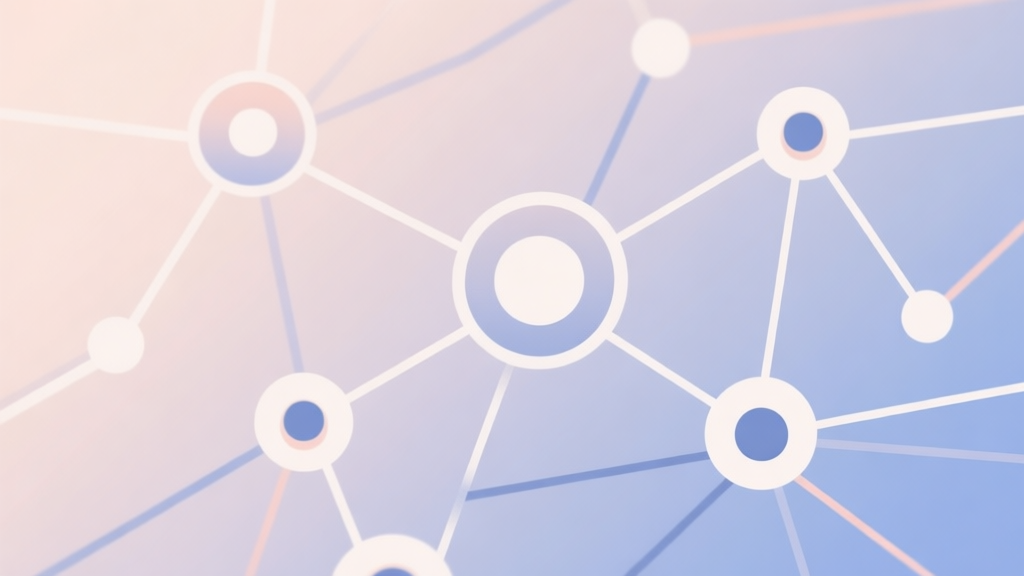 Abstract network nodes connected by lines, soft color scheme, clean minimal illustration, modern digital concept representing community hype and information flow high quality illustration, detailed, 16:9