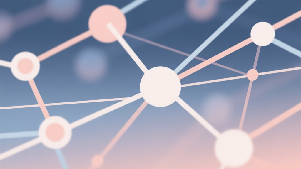 Abstract network nodes connected by lines, soft color scheme, clean minimal illustration, modern digital concept of social connection high quality illustration, detailed, 16:9