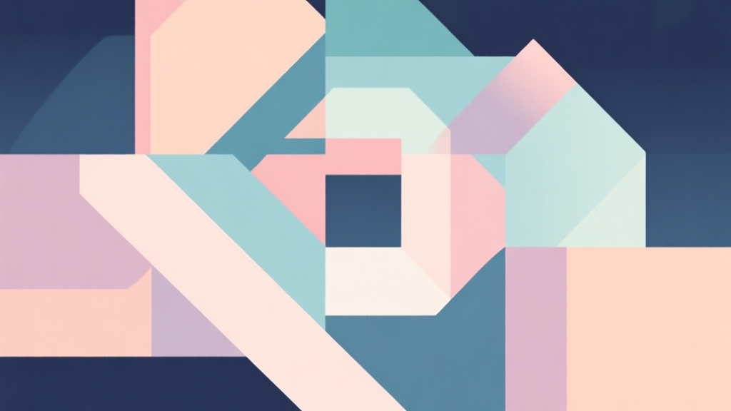 Abstract geometric composition with overlapping shapes in varying sizes, soft pastel colors, modern minimal style, professional game concept illustration of scaling mechanics high quality illustration, detailed, 16:9
