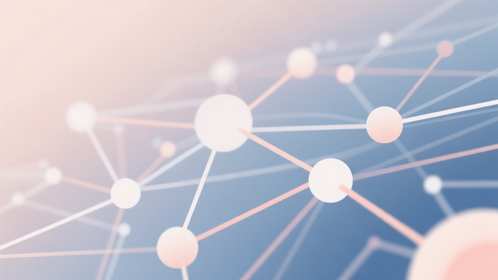 Abstract network nodes connected by lines, soft color scheme, clean minimal illustration, modern digital concept representing viral trends and social connections high quality illustration, detailed, 16:9
