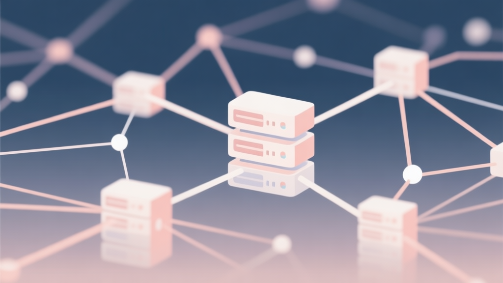 Abstract network nodes connected by lines, soft color scheme, clean minimal illustration, modern digital concept representing server launch and connectivity high quality illustration, detailed, 16:9