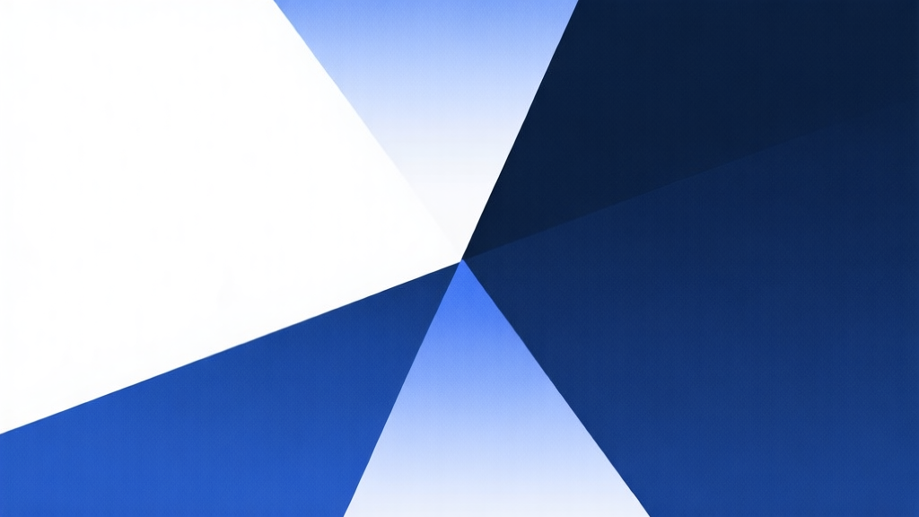 Abstract geometric composition with overlapping light and dark halves, soft gradient from white to deep blue, clean minimal style, professional concept illustration of duality high quality illustration, detailed, 16:9