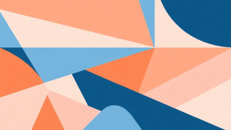 自动生成图片: Abstract geometric composition with overlapping shapes in orange and blue, soft pastel colors, modern minimal style, representing viral trend and classic revival concept high quality illustration, detailed, 16:9