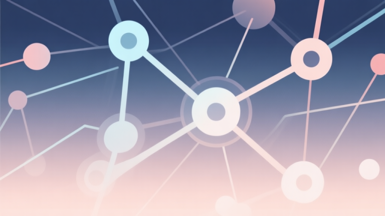 自动生成图片: Abstract network nodes connected by lines, soft color scheme, clean minimal illustration, modern digital concept, representing interconnected gaming trends high quality illustration, detailed, 16:9