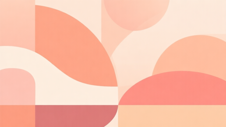 自动生成图片: Abstract geometric composition with overlapping soft shapes in warm pastel colors, representing comfort and calm, modern minimal style, professional concept illustration high quality illustration, detailed, 16:9