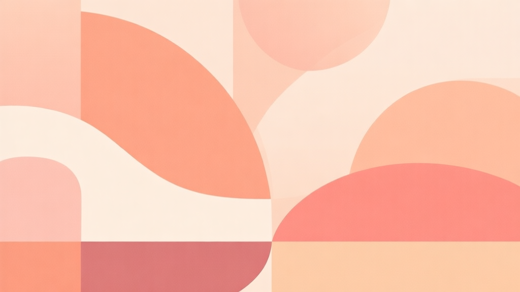 Abstract geometric composition with overlapping soft shapes in warm pastel colors, representing comfort and calm, modern minimal style, professional concept illustration high quality illustration, detailed, 16:9