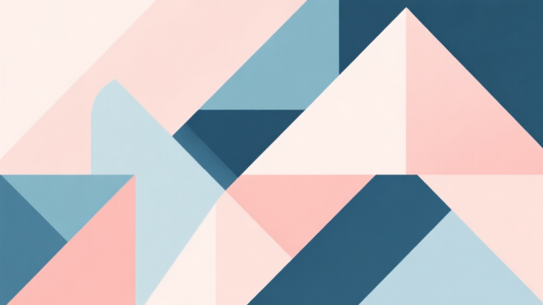 自动生成图片: Abstract geometric composition with overlapping shapes, soft pastel colors, modern minimal style, professional business concept illustration high quality illustration, detailed, 16:9
