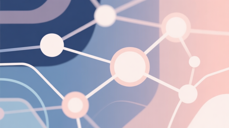自动生成图片: Abstract network nodes connected by lines, soft color scheme, clean minimal illustration, modern digital concept representing gaming trends and connections high quality illustration, detailed, 16:9