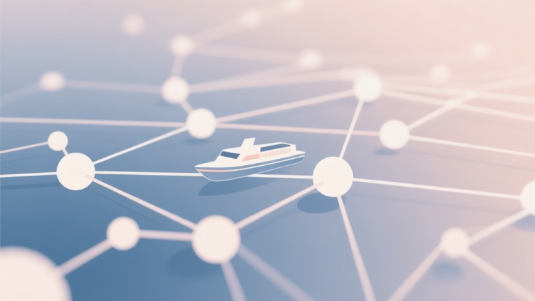 自动生成图片: Abstract network nodes connected by lines, soft color scheme, clean minimal illustration, modern digital concept, representing fleet strategy and connections high quality illustration, detailed, 16:9