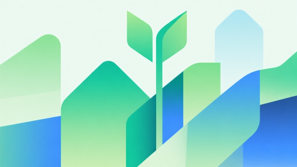 Abstract geometric composition with overlapping shapes in green and blue gradients, representing growth and community, soft pastel colors, modern minimal style, professional gaming trend analysis concept illustration high quality illustration, detailed, 16:9