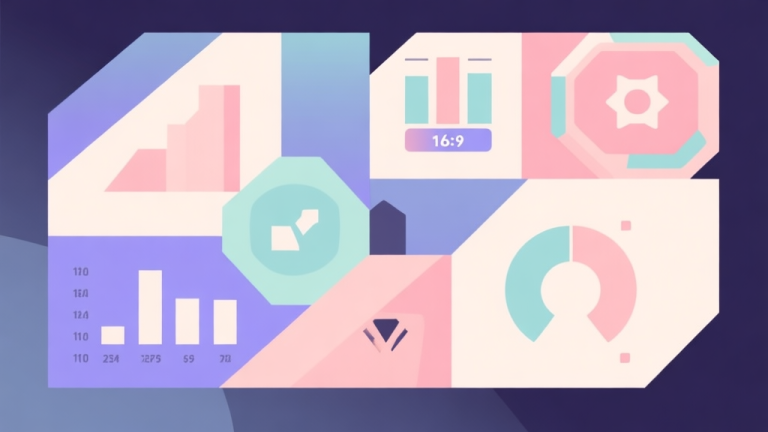 自动生成图片: Abstract geometric composition with overlapping shapes representing different game stats, soft pastel colors, modern minimal style, professional gaming concept illustration high quality illustration, detailed, 16:9