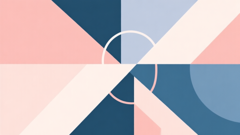 自动生成图片: Abstract geometric composition with overlapping shapes in soft pastel colors, representing merging and connection, modern minimal style, professional business concept illustration high quality illustration, detailed, 16:9