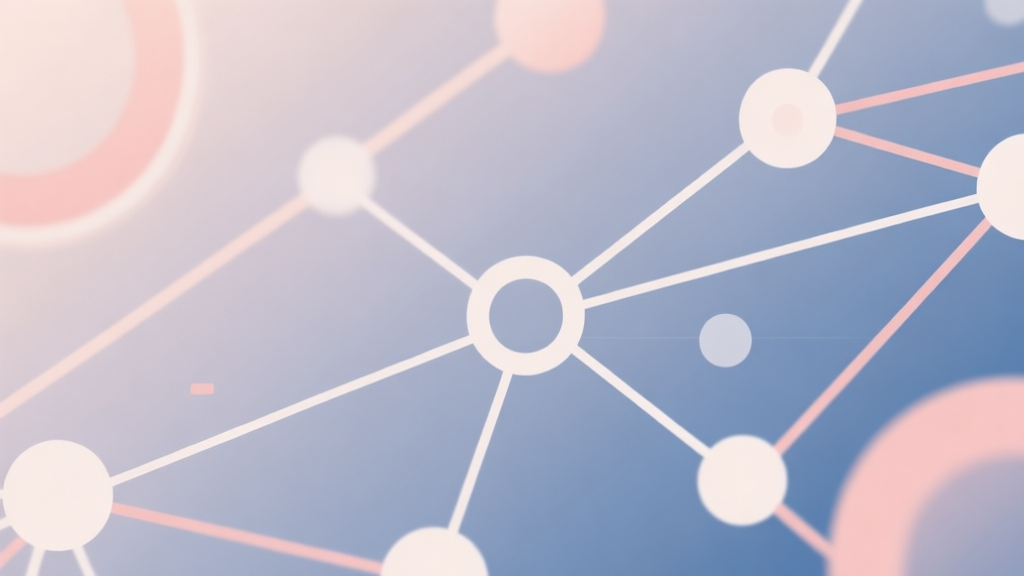 Abstract network nodes connected by lines, soft color scheme, clean minimal illustration, modern digital concept of connection and relationship building high quality illustration, detailed, 16:9