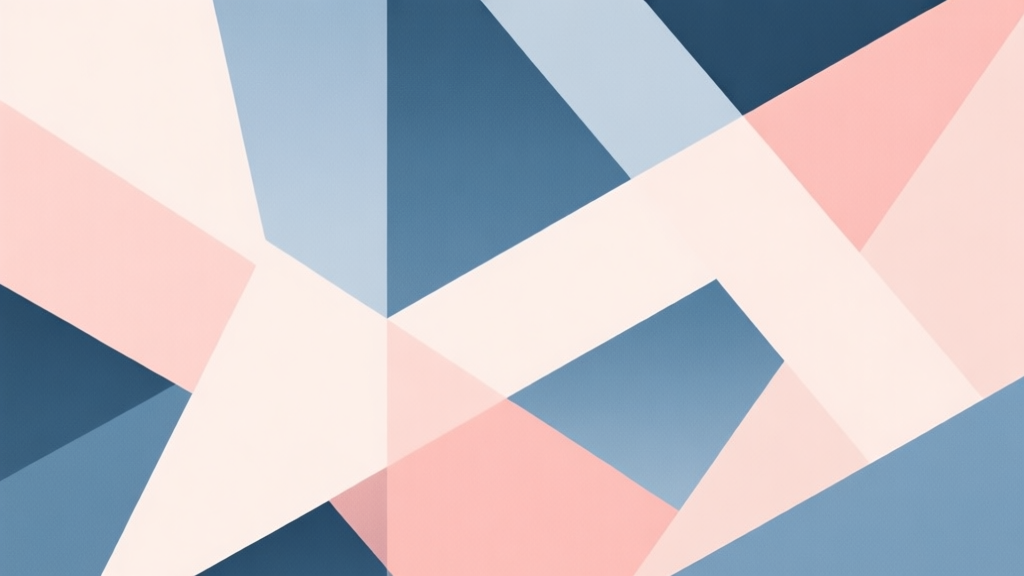 Abstract geometric composition with overlapping shapes, soft pastel colors, modern minimal style, professional business concept illustration high quality illustration, detailed, 16:9
