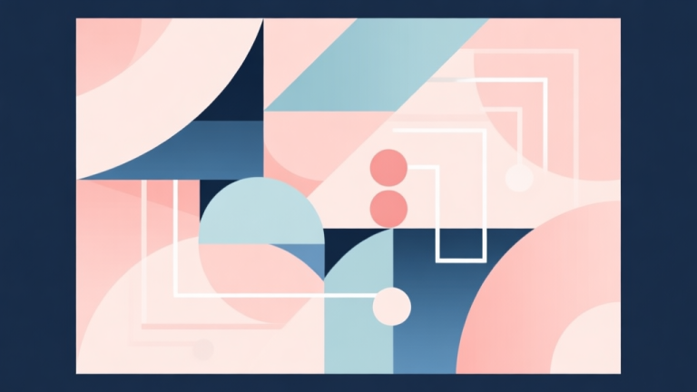 自动生成图片: Abstract geometric composition with overlapping shapes representing game strategy, soft pastel colors, modern minimal style, professional business concept illustration high quality illustration, detailed, 16:9