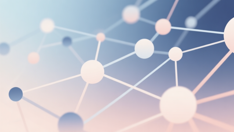 自动生成图片: Abstract network nodes connected by lines, soft color scheme, clean minimal illustration, modern digital concept, representing mod selection and connections high quality illustration, detailed, 16:9