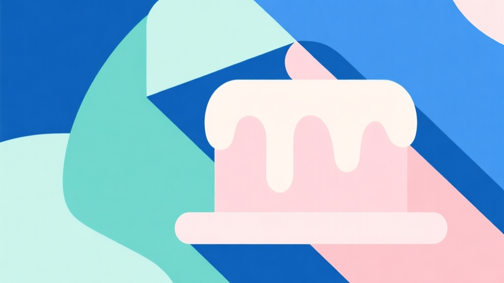 Abstract geometric composition with overlapping shapes in ocean blue, seafoam green, and pearl pink, soft pastel colors, modern minimal style, professional baking concept illustration high quality illustration, detailed, 16:9