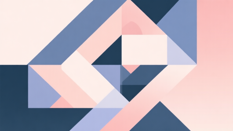 自动生成图片: Abstract geometric composition with overlapping shapes forming a perfect synergy, soft pastel colors, modern minimal style, professional strategy concept illustration high quality illustration, detailed, 16:9