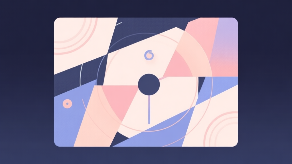 Abstract geometric composition with overlapping shapes representing strategy and timing, soft pastel colors, modern minimal style, professional game concept illustration high quality illustration, detailed, 16:9