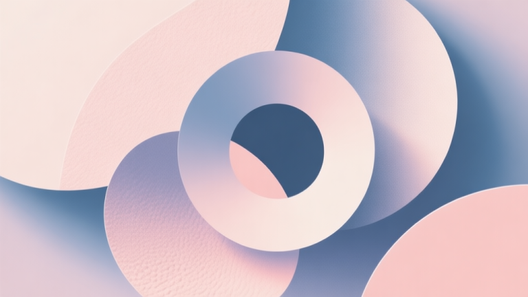 自动生成图片: Abstract geometric composition with overlapping circles and tactile surfaces, soft pastel colors, modern minimal style, sensory integration concept illustration high quality illustration, detailed, 16:9